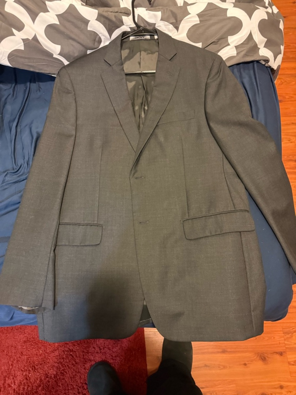 DKNY Men's Charcoal Gray Two-Button Suit Jacket